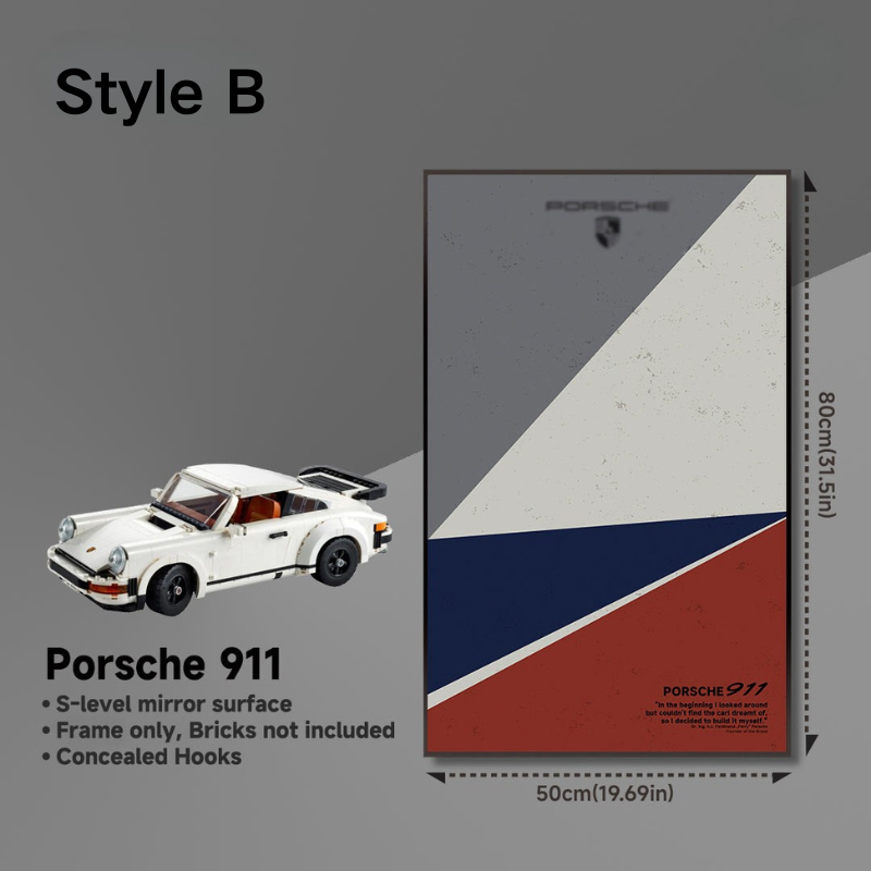 Wall Display Frame for LEGO® ICONS Porsche 911 Turbo Targa 10295