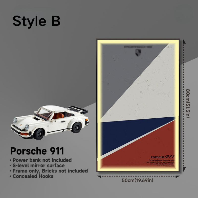 Wall Display Frame for LEGO® ICONS Porsche 911 Turbo Targa 10295