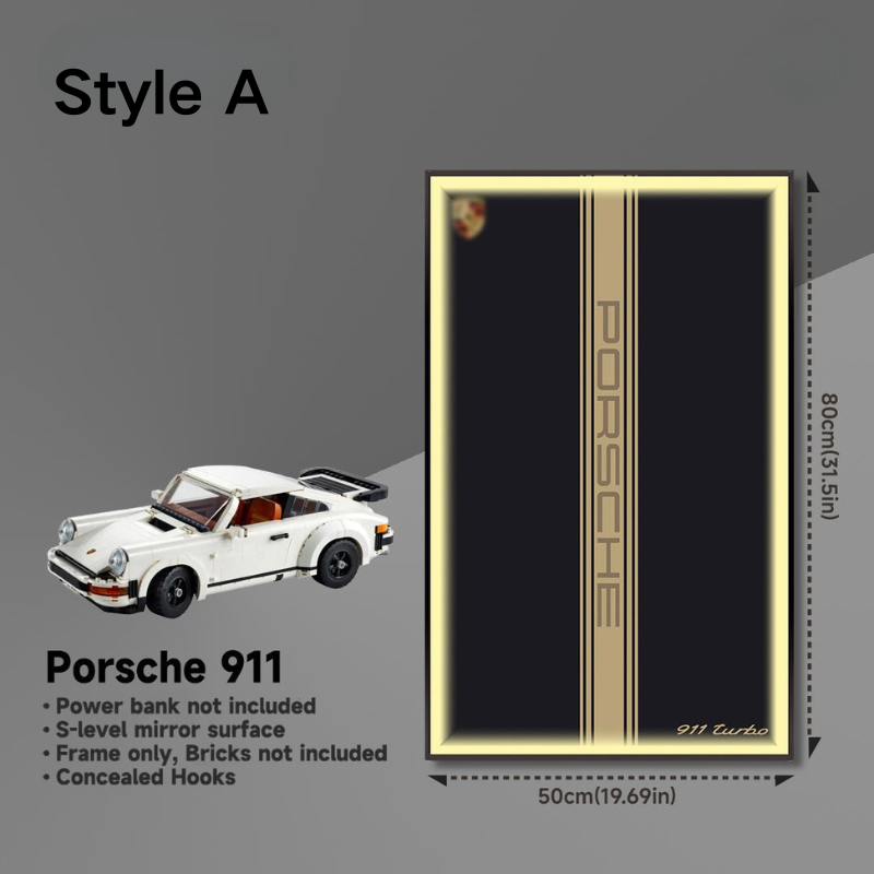 Wall Display Frame for LEGO® ICONS Porsche 911 Turbo Targa 10295