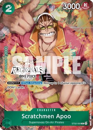 Scratchmen Apoo (Offline Regional 2024) [Participant] (ST02-008) - One Piece Promotion Cards Foil