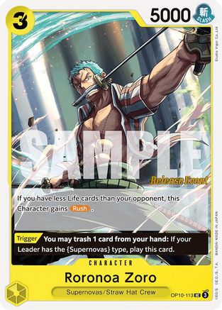 Roronoa Zoro (113) (OP10-113) - Royal Blood Release Event Cards