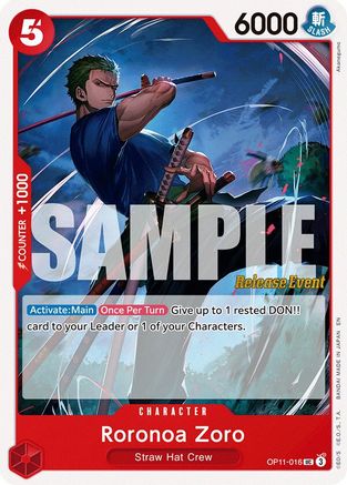 Roronoa Zoro (OP11-016) - A Fist of Divine Speed Release Event Cards