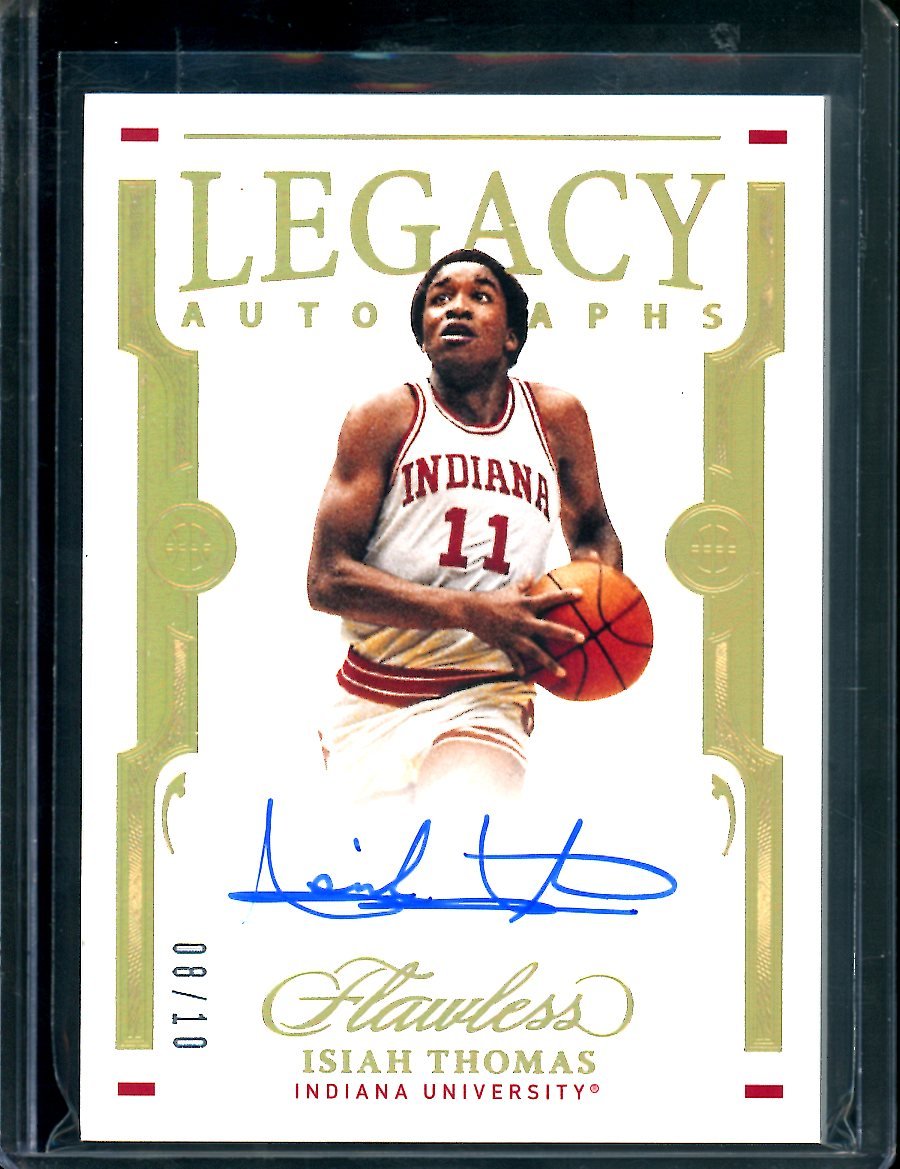 2022/23 Panini Flawless Collegiate Isiah Thomas Legacy Auto Gold 08/10 Indiana