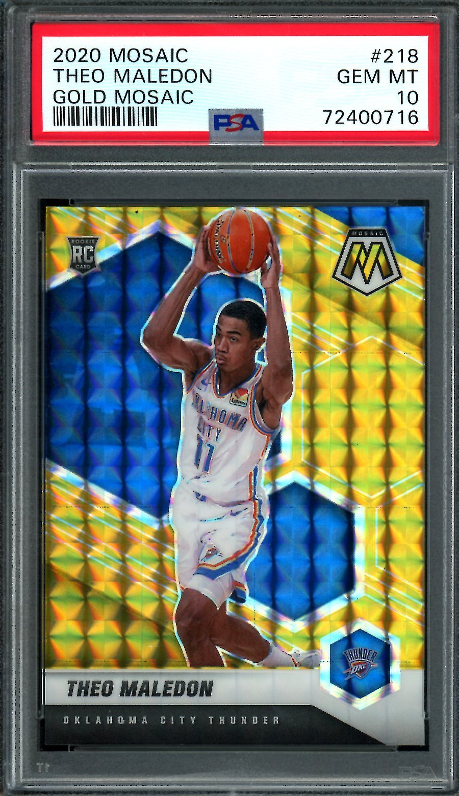 2020/21 Panini Mosaic Theo Maledon Rookie Gold Mosaic Thunder PSA 10