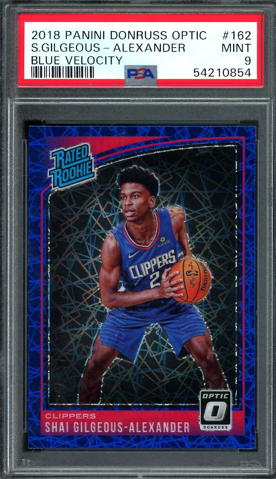 2018/19 Panini Optic Shai Gilgeous-Alexander Rookie Blue Velocity PSA 9 Thunder