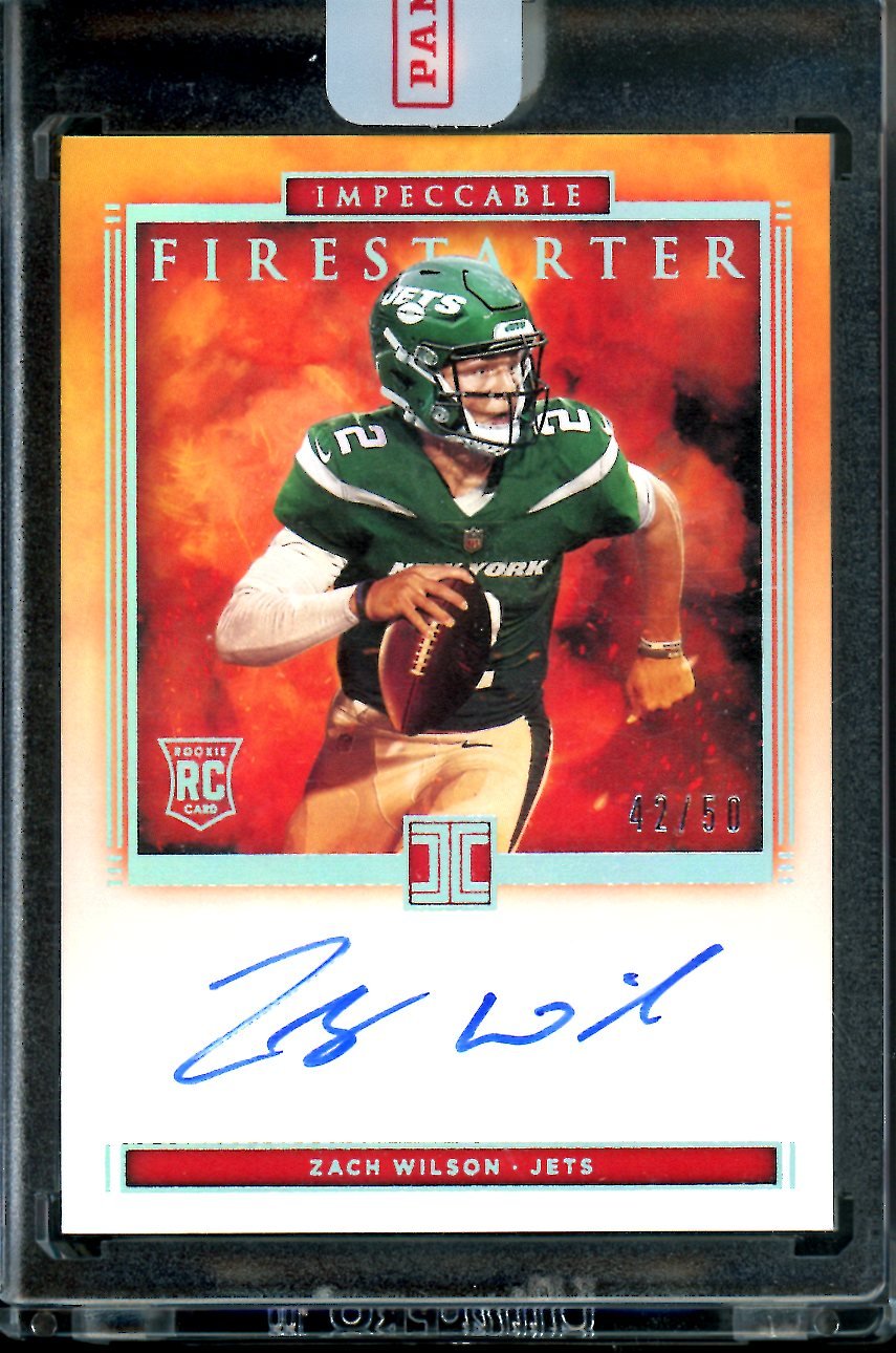 2021 Panini Impeccable Zach Wilson Rookie Firestarter Auto /50 Jets