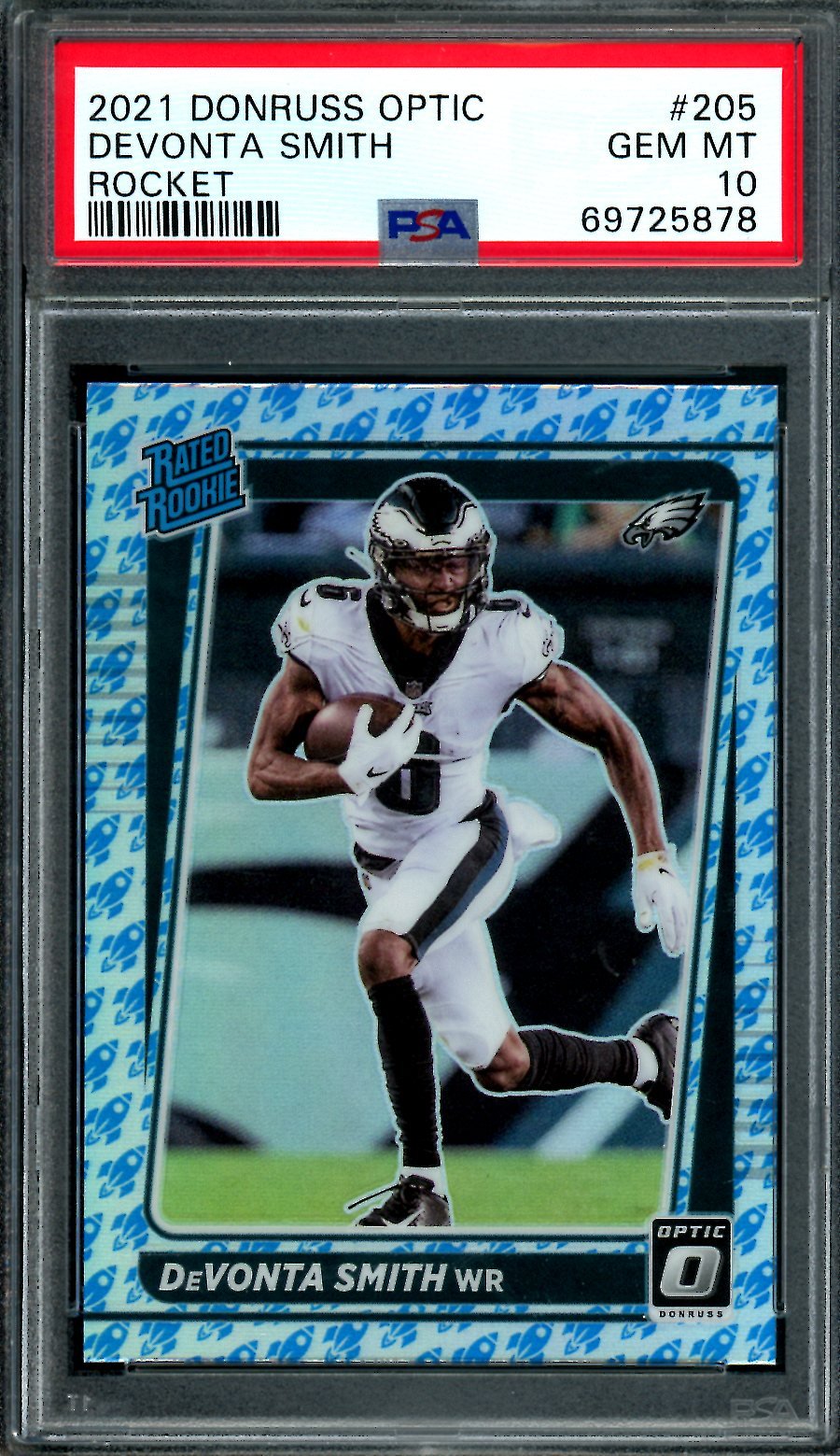2021 Panini Optic DeVonta Smith Rookie Rocket SP PSA 10 Eagles