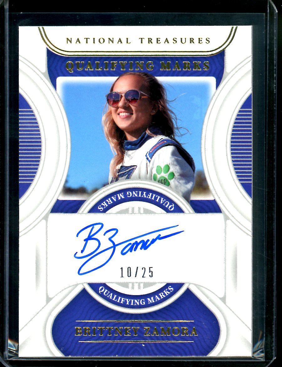 2022 Panini National Treasures Brittney Zamora Qualifying Marks Auto /25 NASCAR