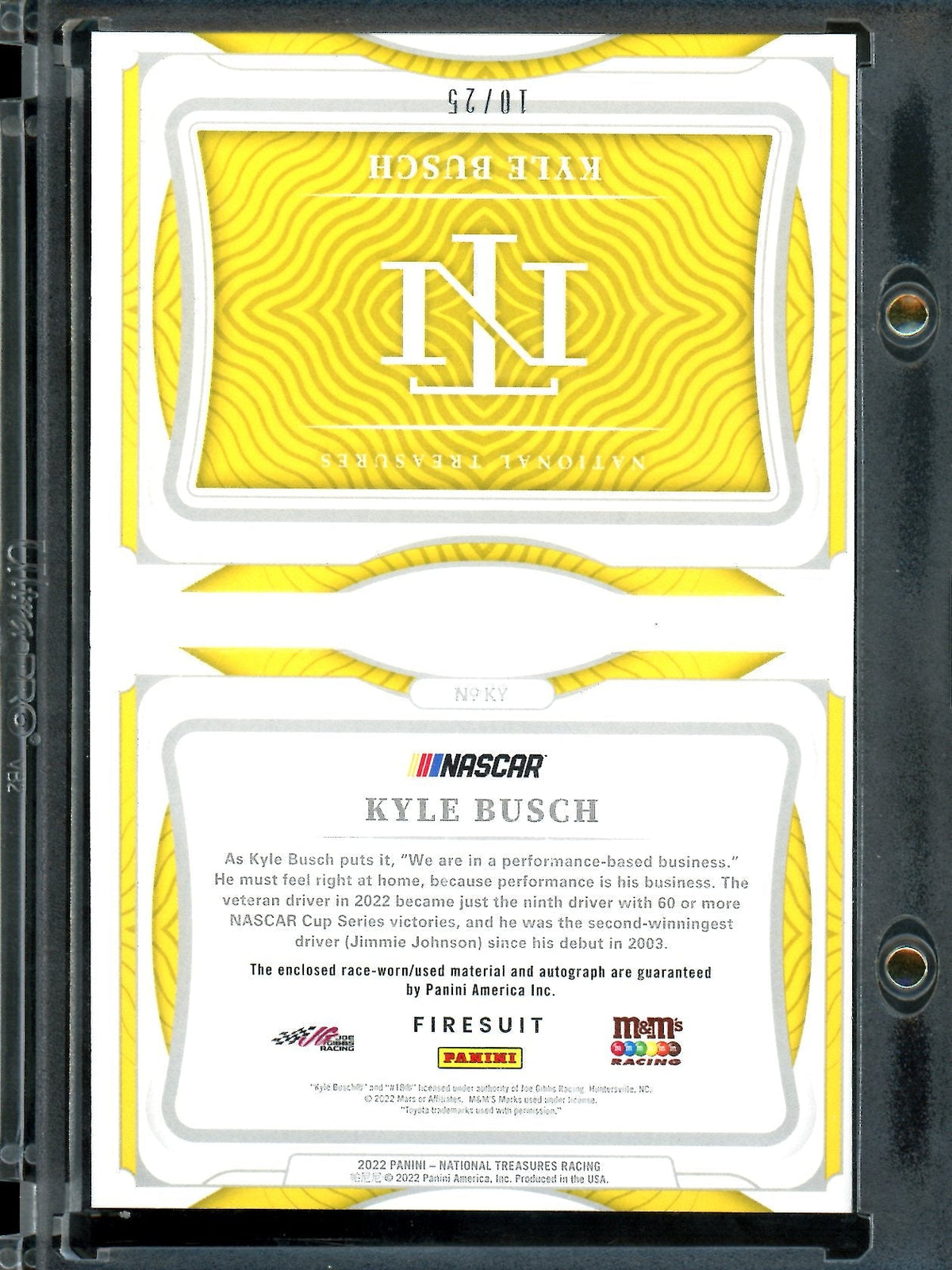 2022 Panini National Treasures Kyle Busch Booklet Patch Auto /25 NASCAR
