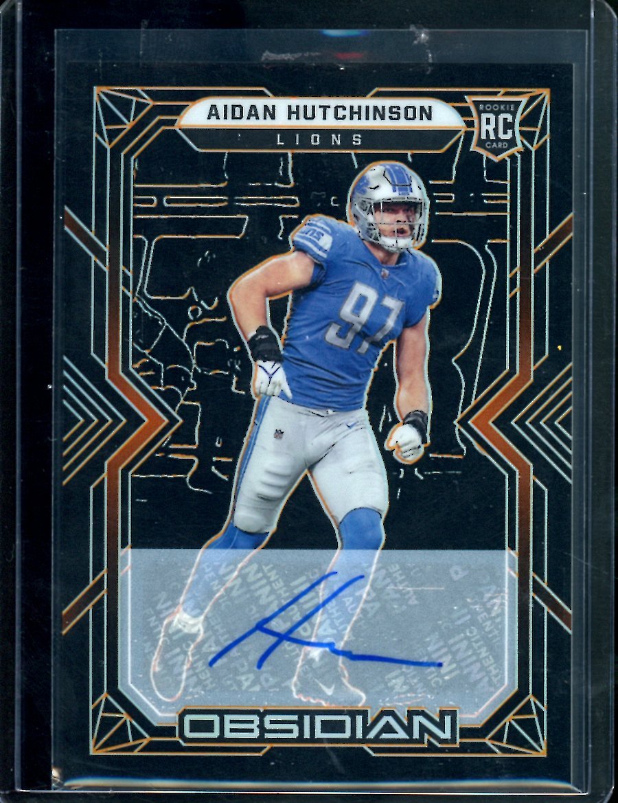 2022 Panini Obsidian Aidan Hutchinson Rookie Auto Orange Etch /75 Lions