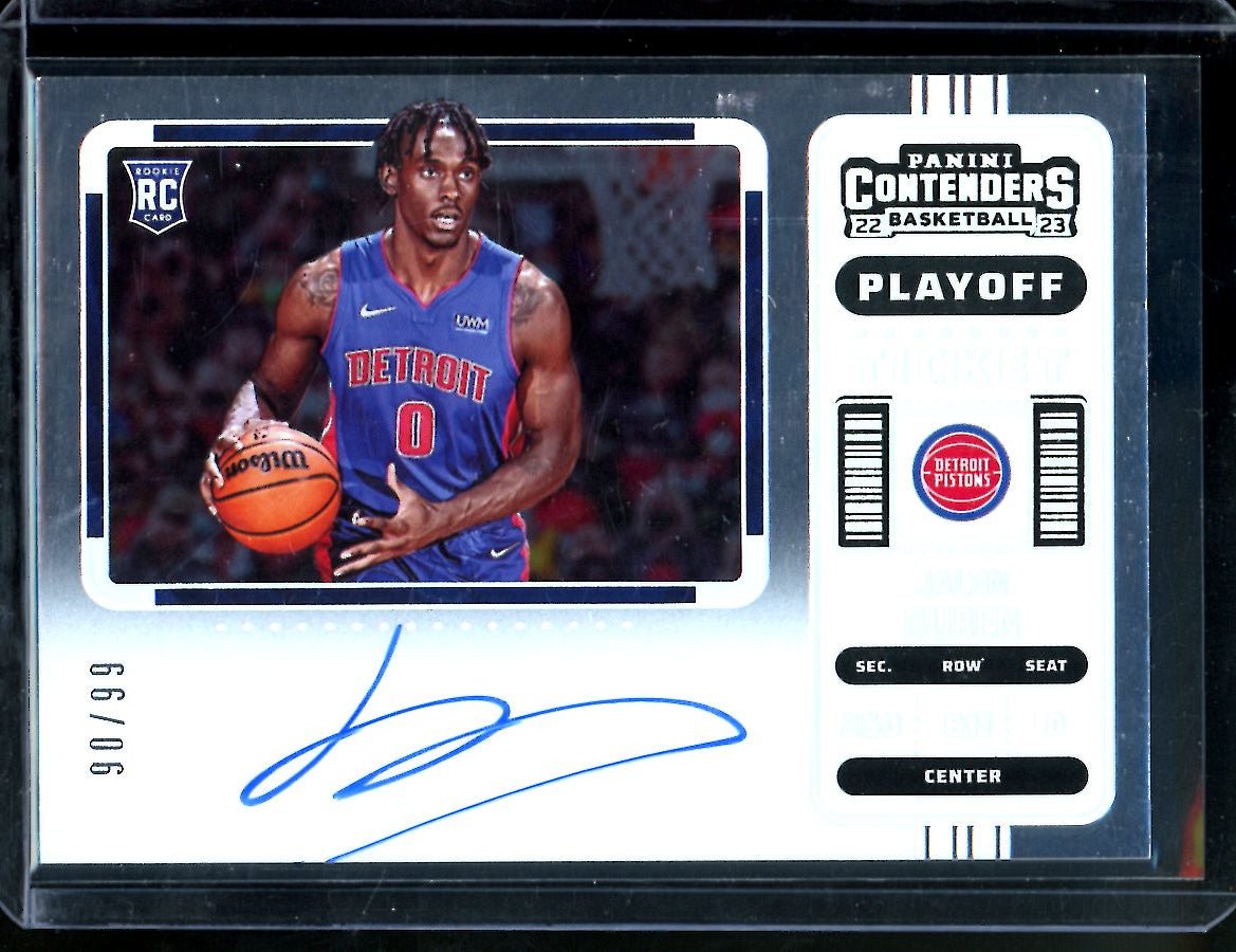 2022/23 Panini Contenders Jalen Duren Rookie Playoff Variation Ticket Auto /99 Pistons