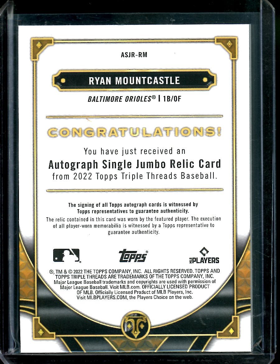2022 Topps Triple Threads Ryan Mountcastle Patch Auto /99 Orioles