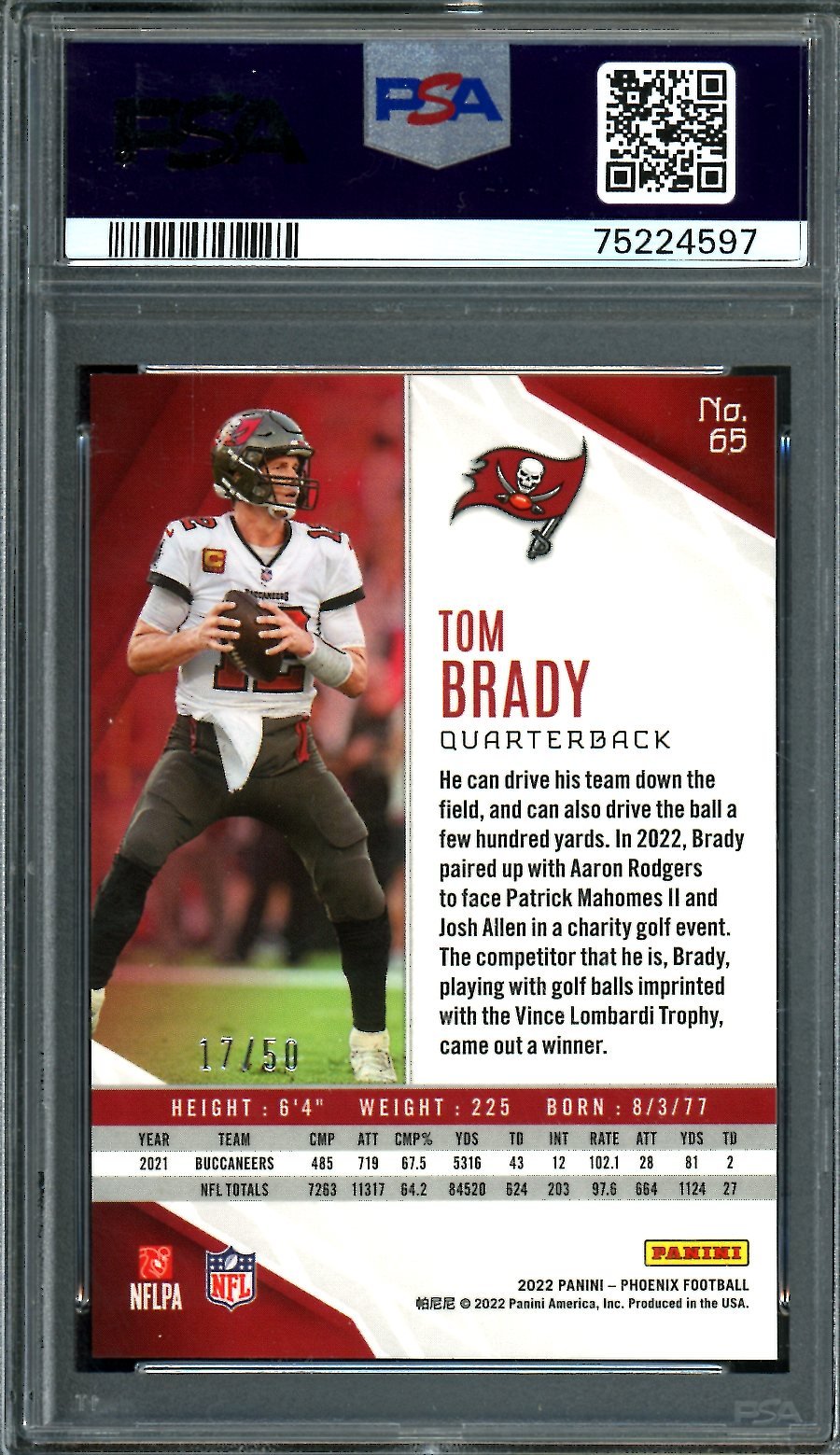 2022 Panini Phoenix Tom Brady Fire & Ice /50 PSA 10 Buccaneers