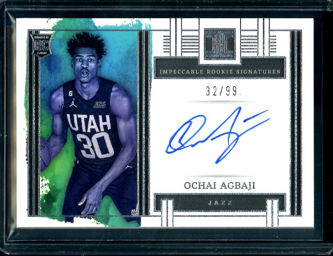 2022/23 Panini Impeccable Ochai Agbaji Rookie Impeccable Auto /99 Jazz