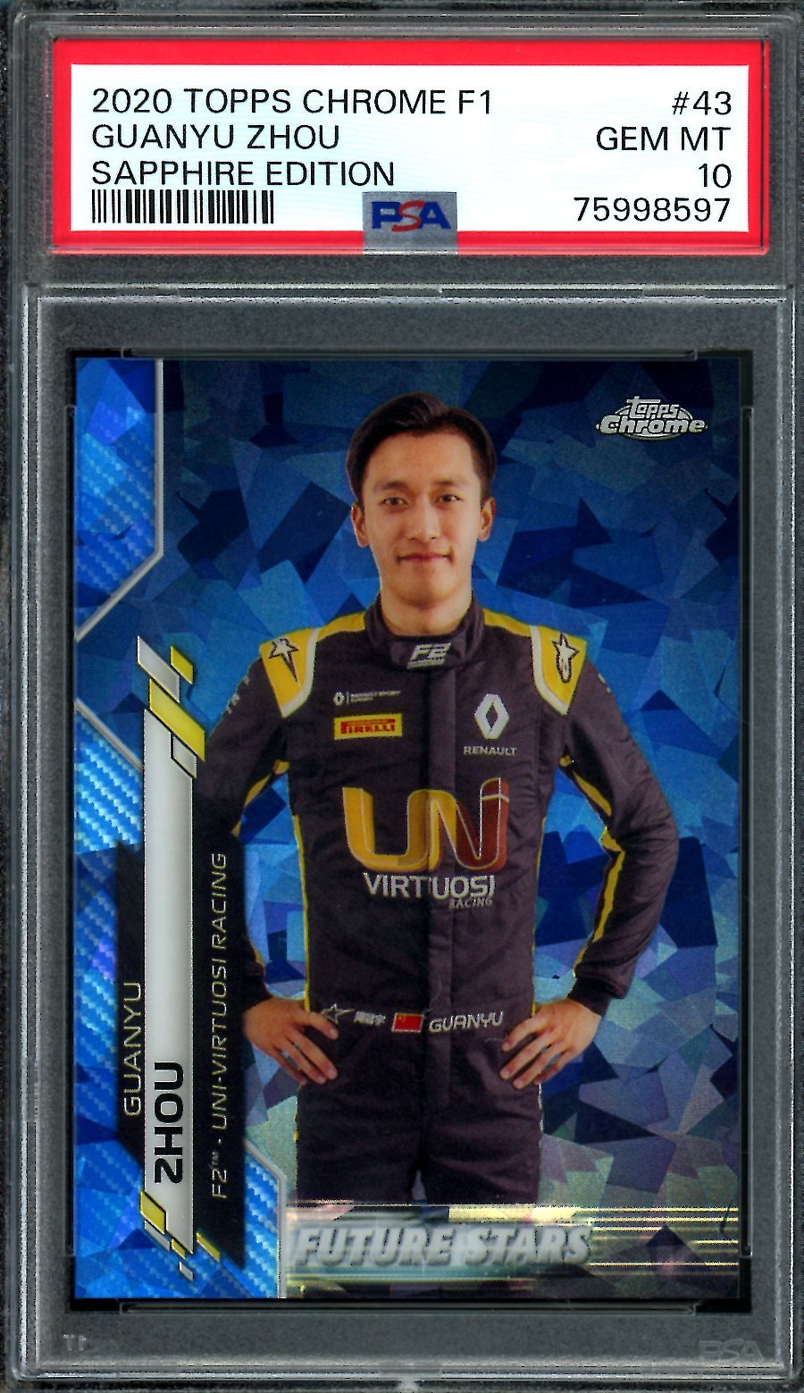 2020 Topps Chrome Guanyu Zhou Sapphire Edition PSA 10 Alfa Romeo