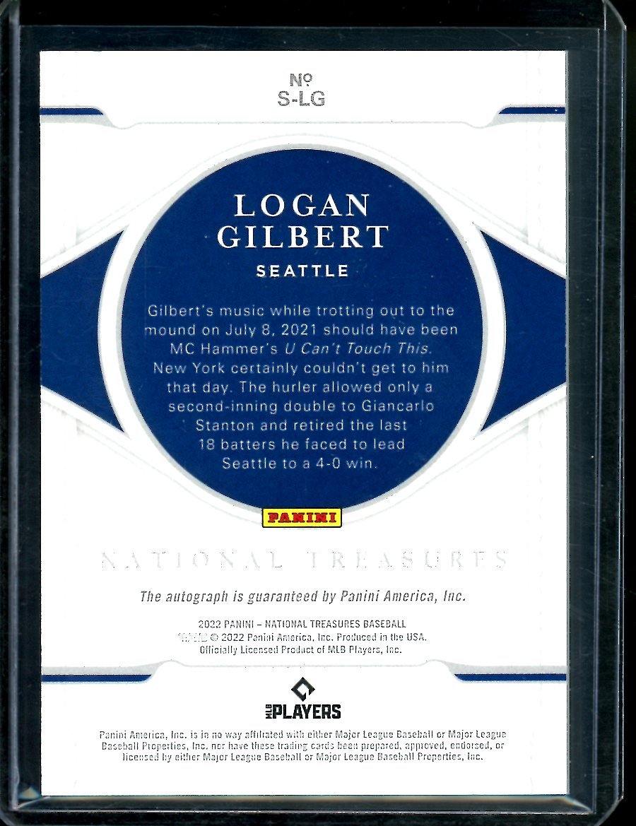 2022 Panini National Treasures Logan Gilbert Auto Platinum /25 Mariners