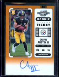 2022 Panini Contenders Optic Calvin Austin III Rookie Ticket Auto Orange /50 Steelers