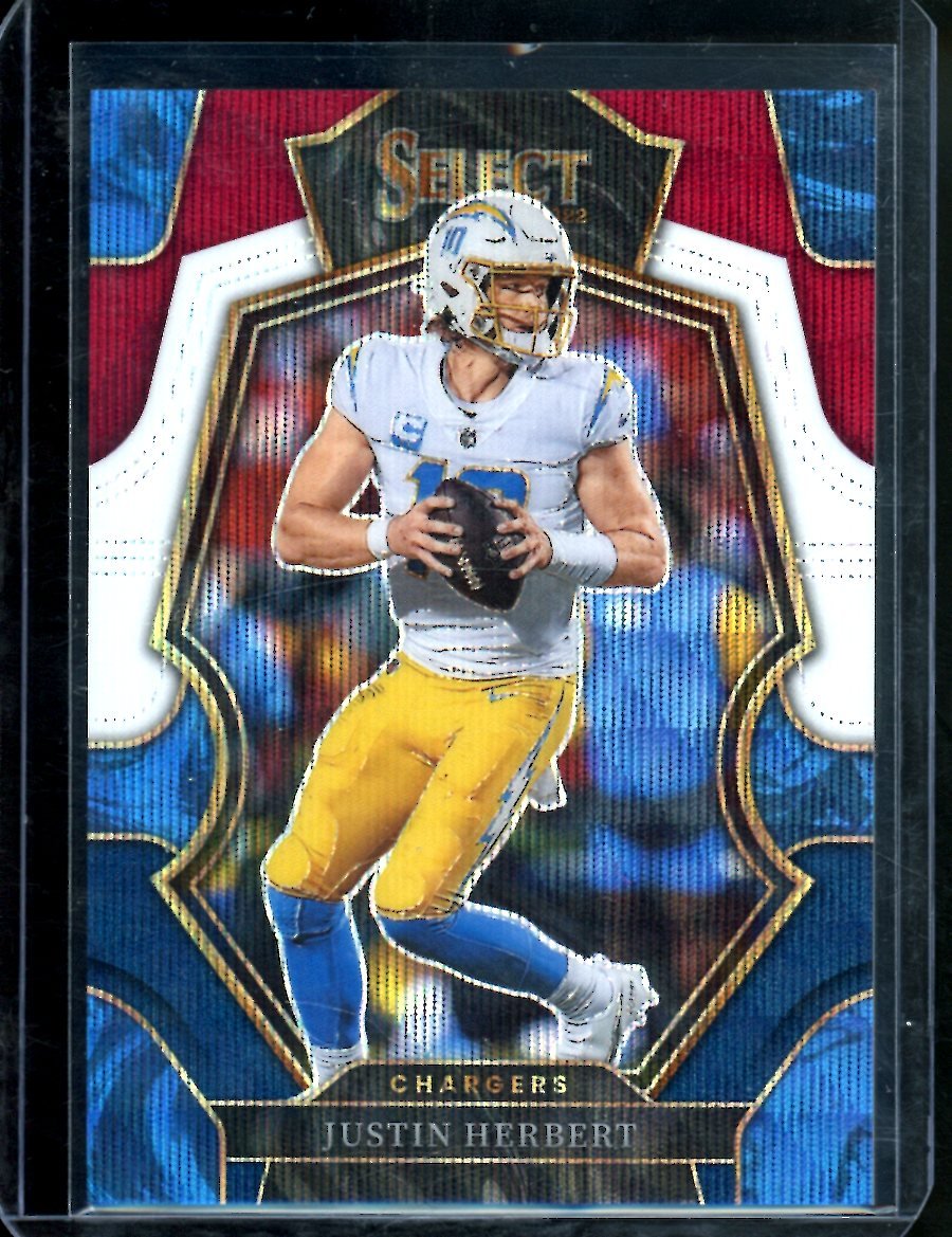 2022 Panini Select Justin Herbert Premier Level Red White Blue /199 Chargers