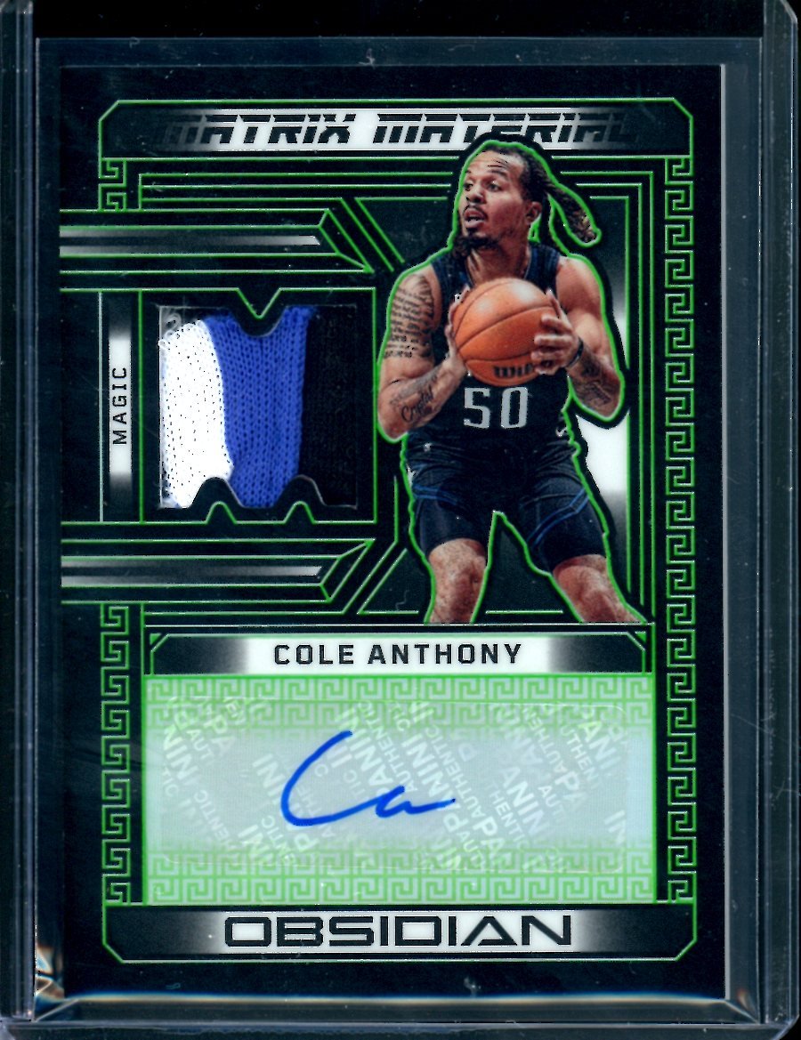 2022/23 Panini Obsidian Cole Anthony Matrix Materials Patch Auto /25 Magic
