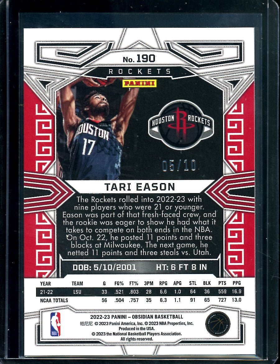 2022/23 Panini Obsidian Tari Eason Rookie Gold /10 Rockets