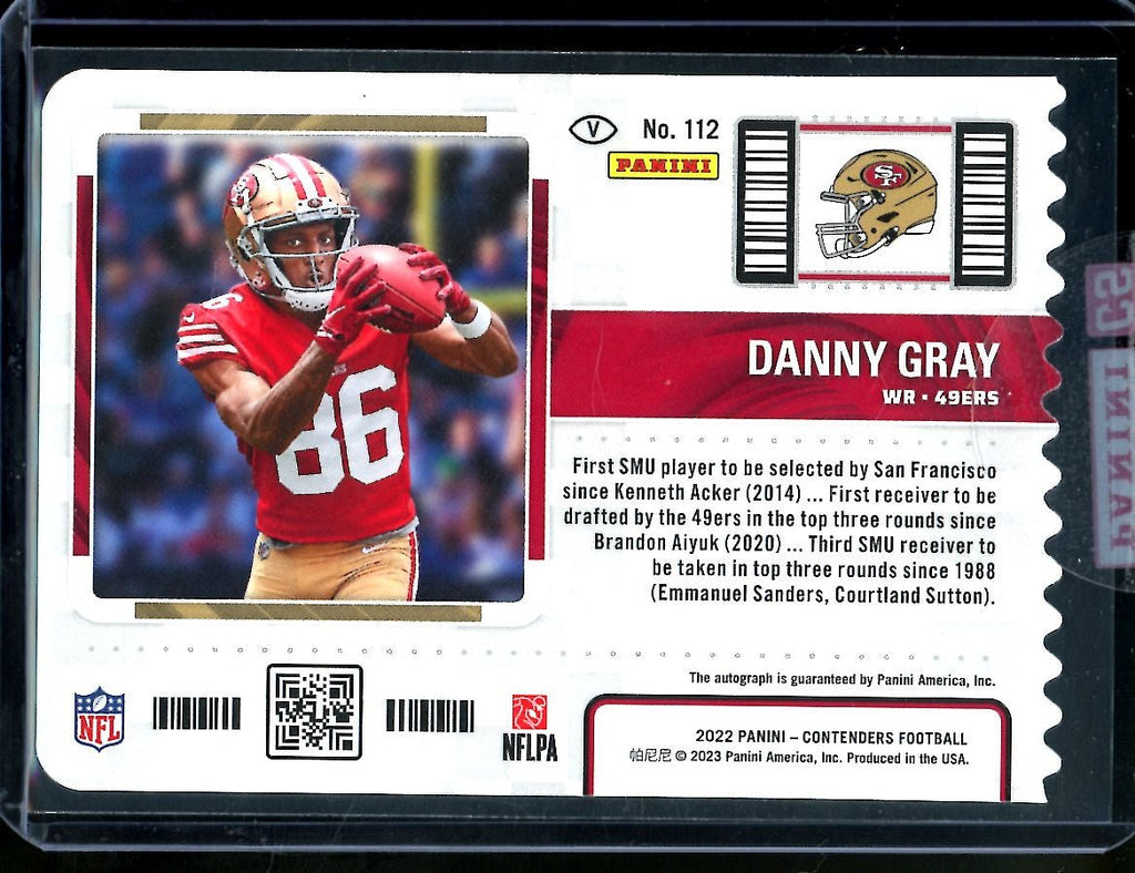 2022 Panini Contenders Danny Gray Rookie Ticket Variation Auto /86 49ers
