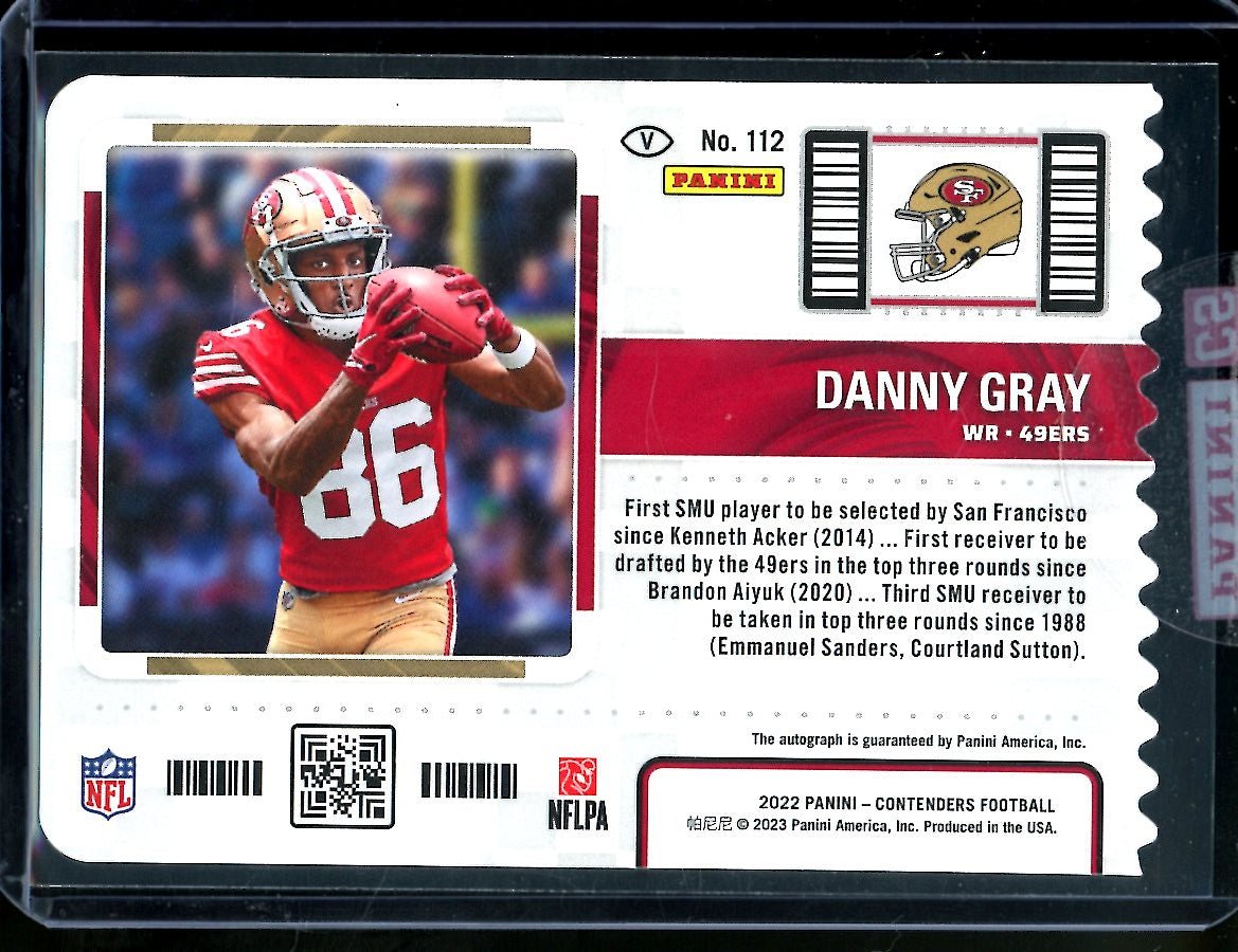 2022 Panini Contenders Danny Gray Rookie Ticket Variation Auto /86 49ers
