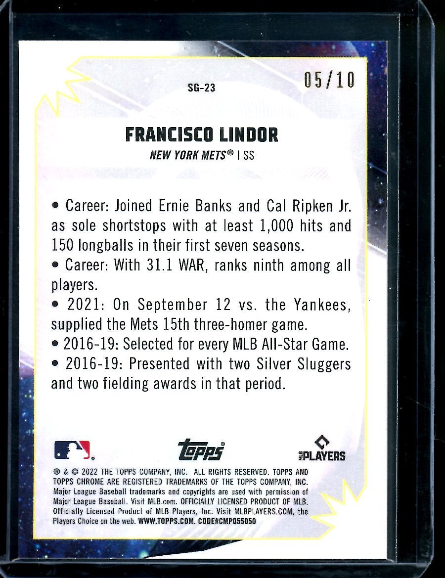 2022 Topps Chrome Cosmic Francisco Lindor Black /10 Mets