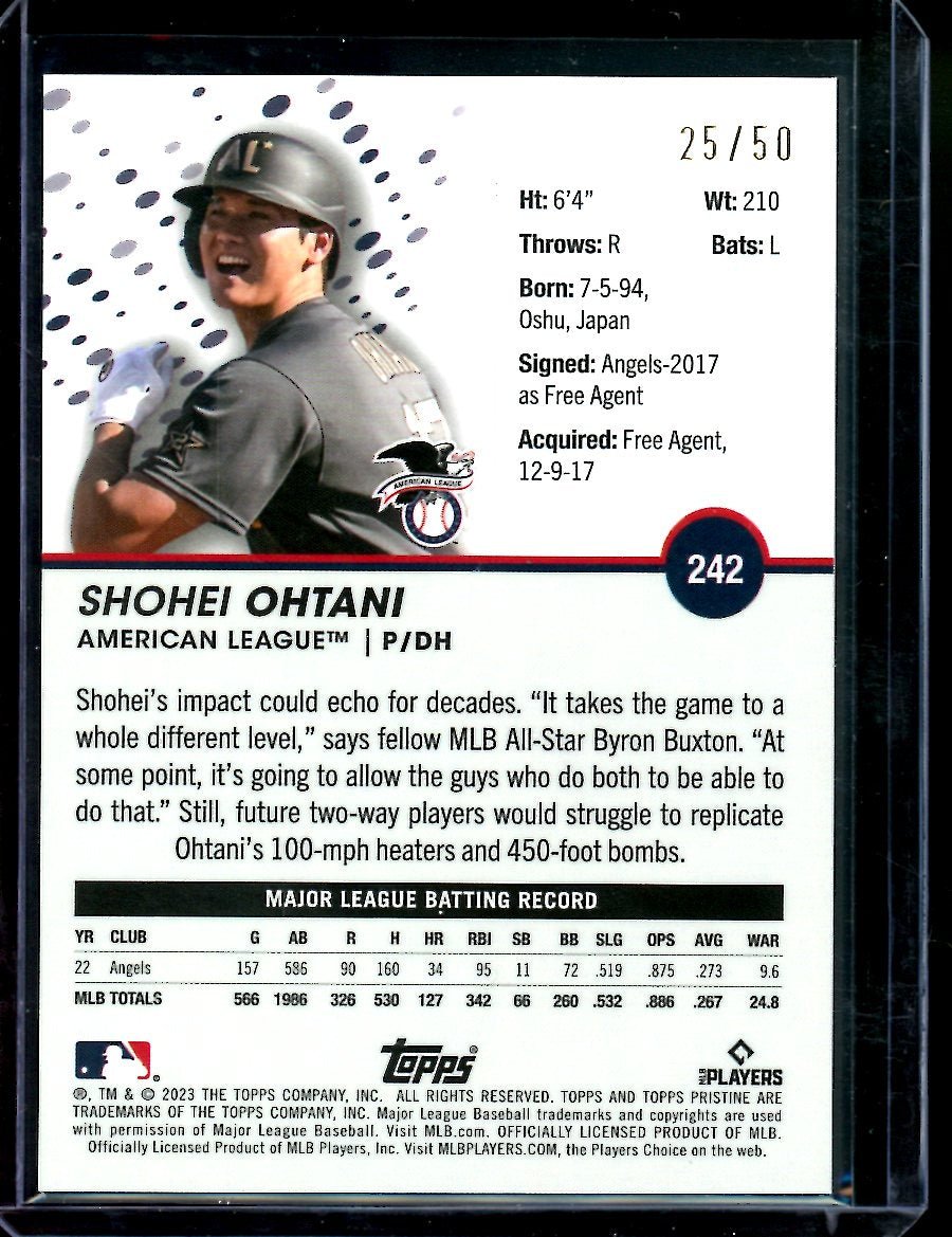 2023 Topps Prestine Shohei Ohtani American League Gold /50 Angels