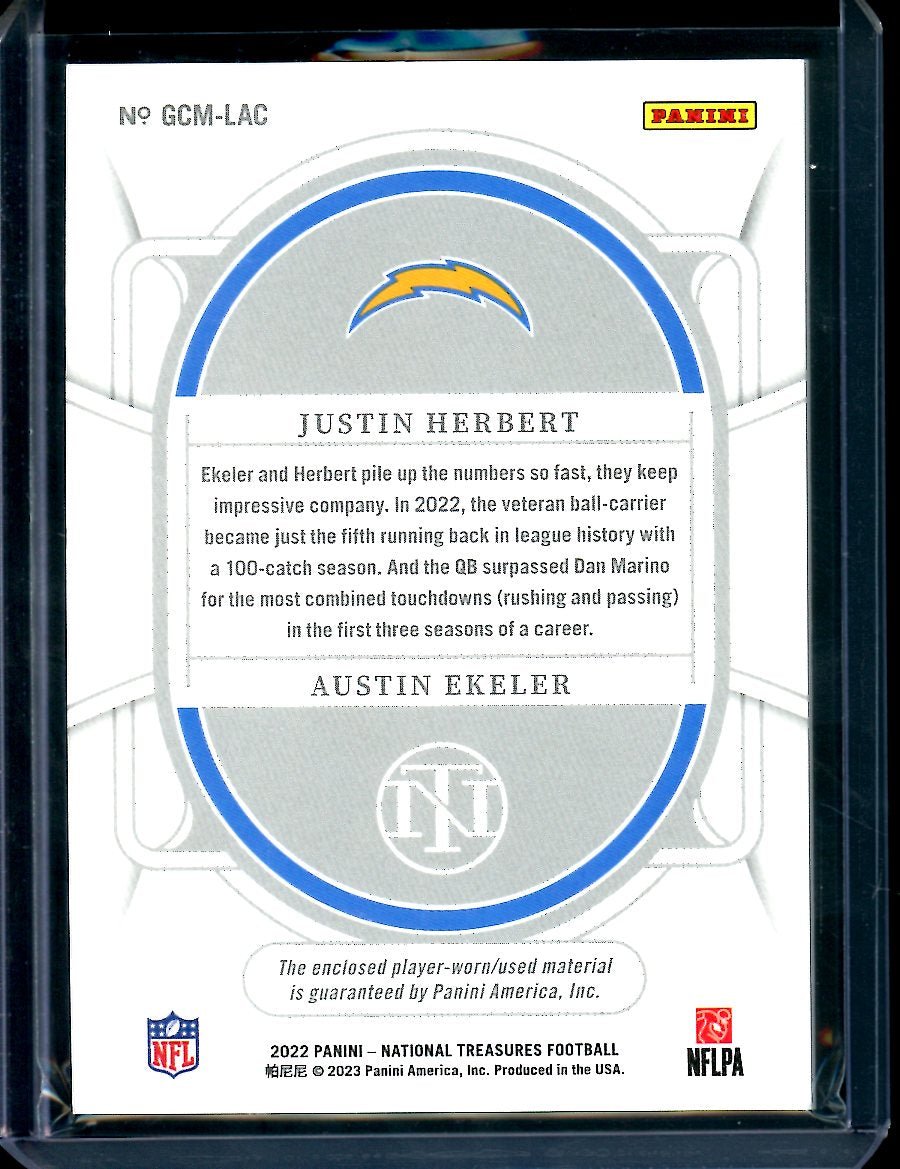 2022 Panini National Treasures Justin Herbert/Austin Ekeler Dual Patch /99 Chargers