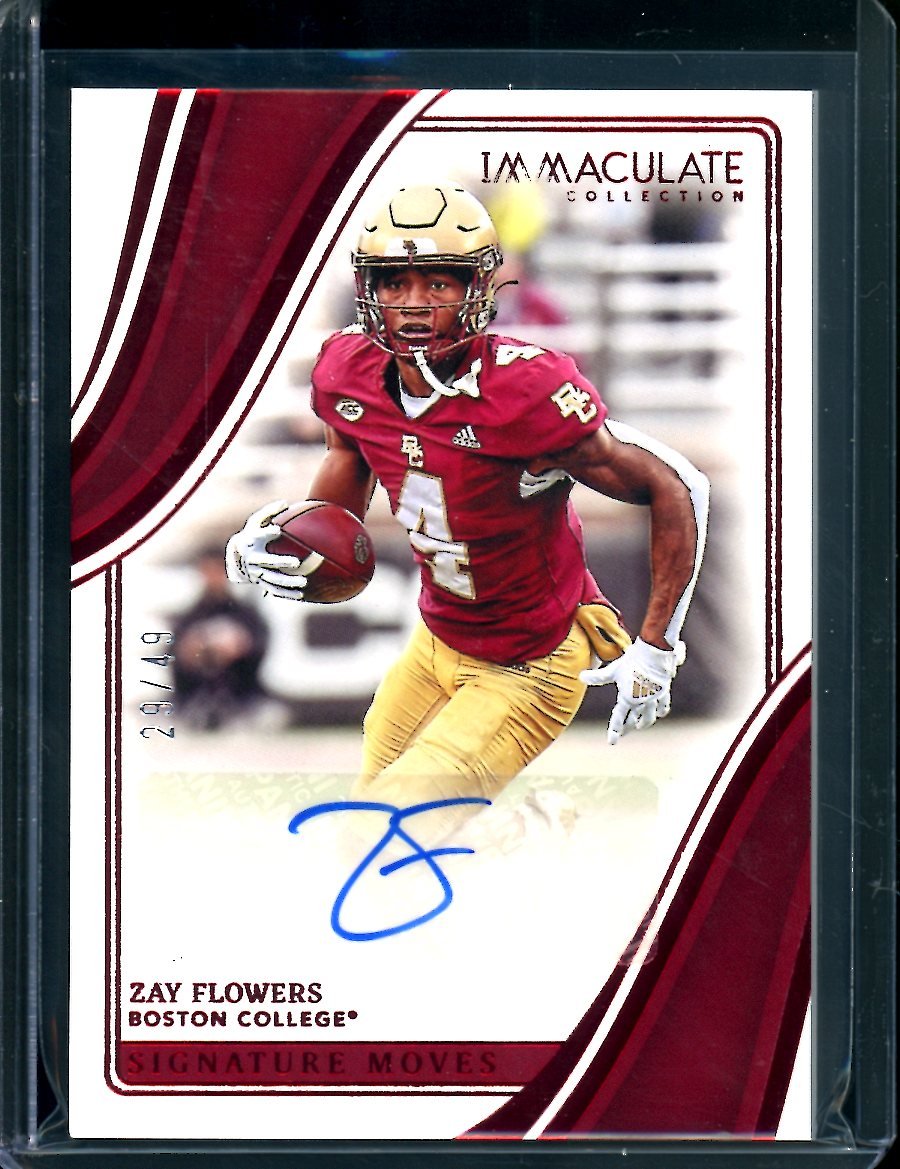 2023 Panini Immaculate Collegiate Zay Flowers Rookie Auto Red /49 Boston College