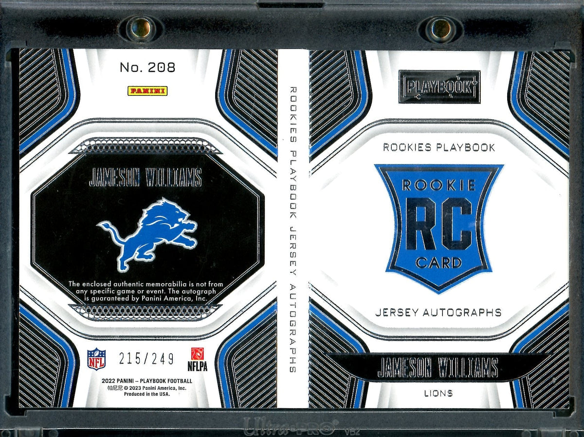 2022 Panini Playbook Jameson Williams Rookie Booklet RPA /249 Lions