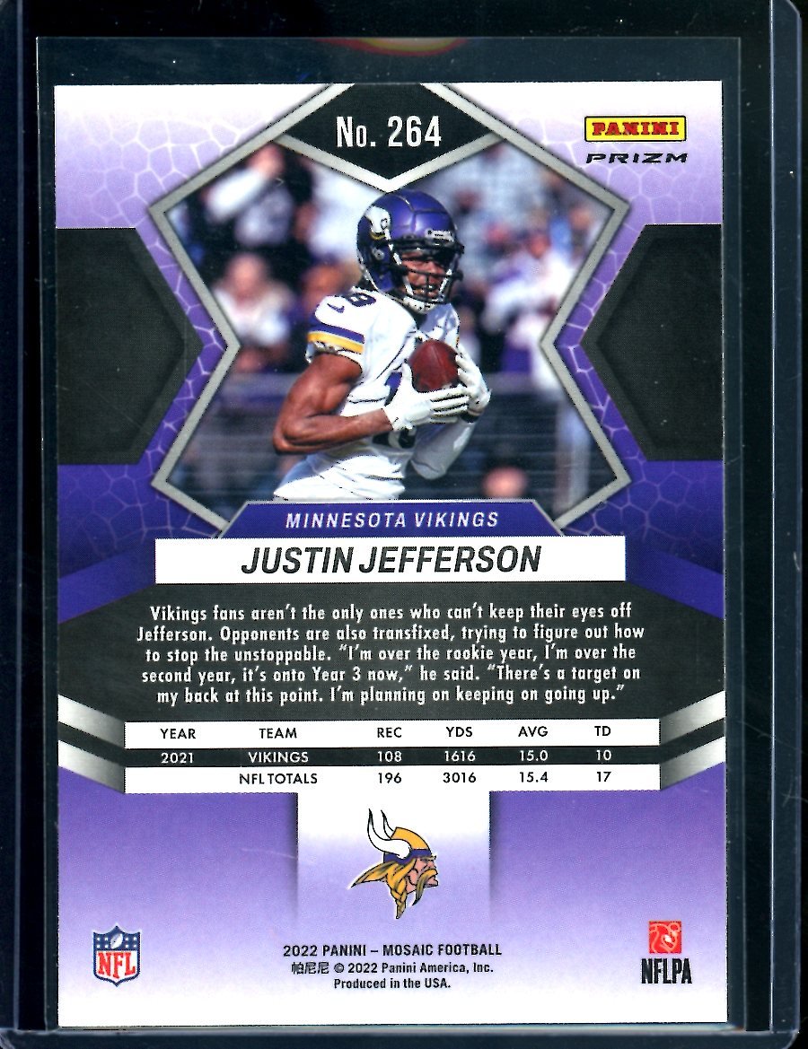 2022 Panini Mosaic Justin Jefferson Gold Speckle SSP Vikings