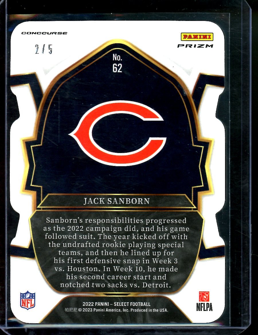 2022 Panini Select Jack Sanborn Rookie Green /5 Bears