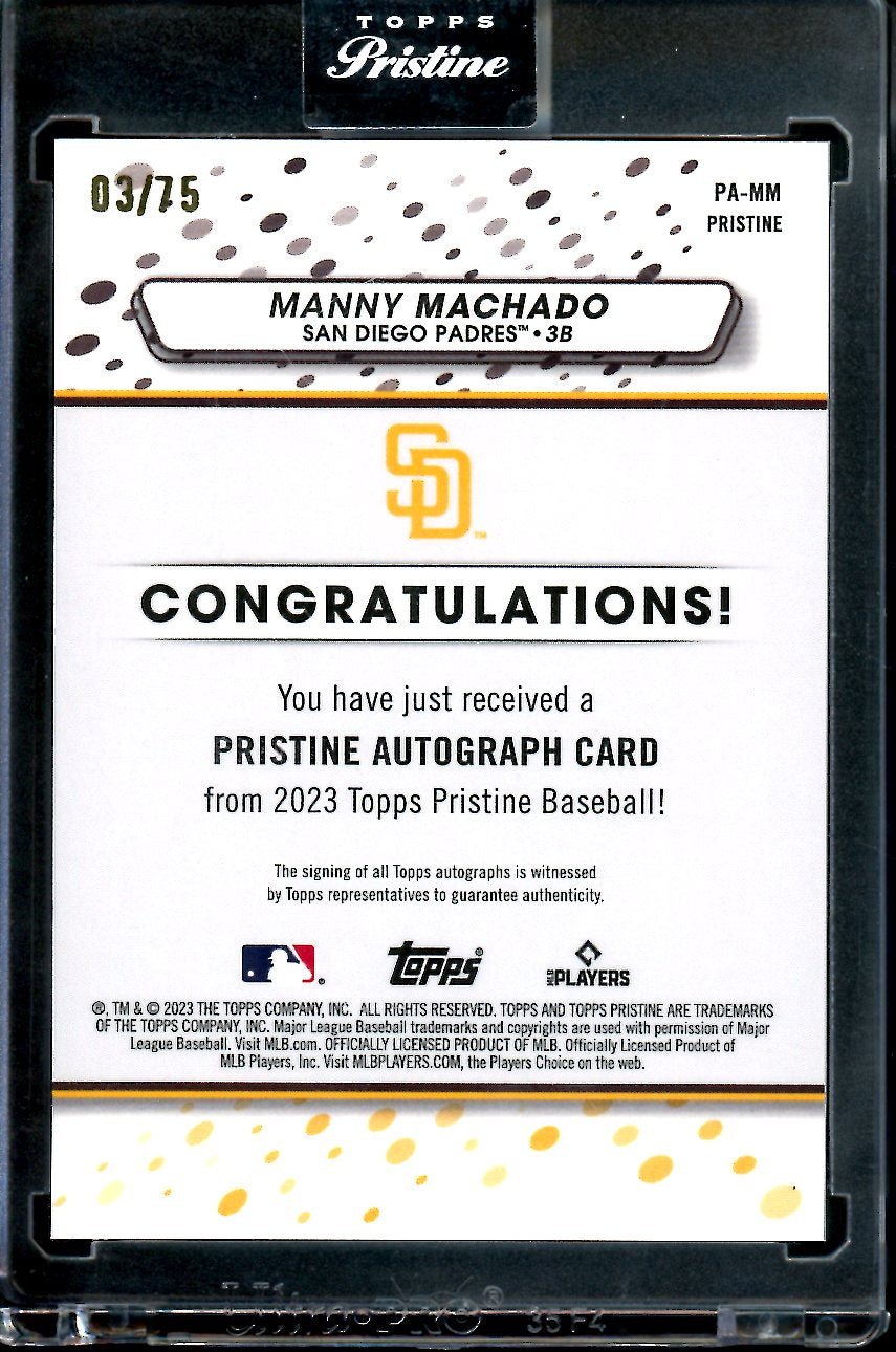 2023 Topps Prestine Manny Machado Auto Blue /75 Padres