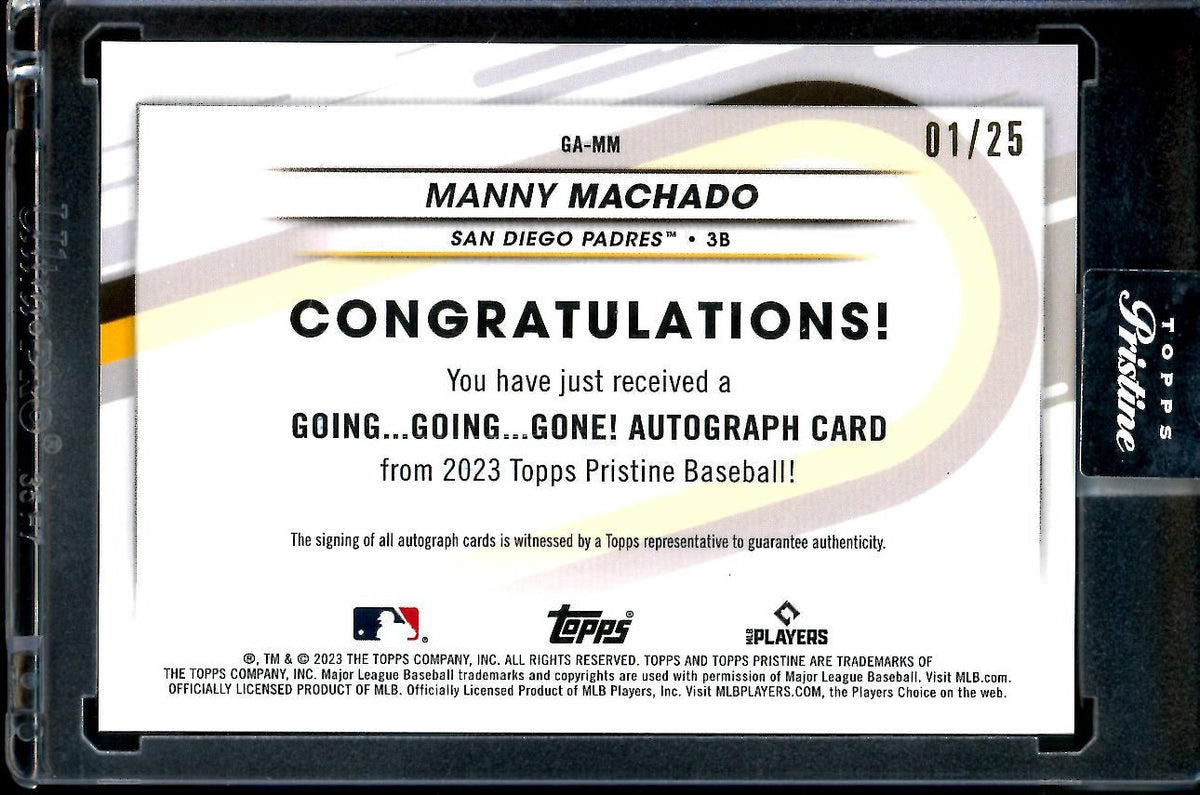 2023 Topps Prestine Manny Machado Going Going Gone Auto Orange /25 Padres