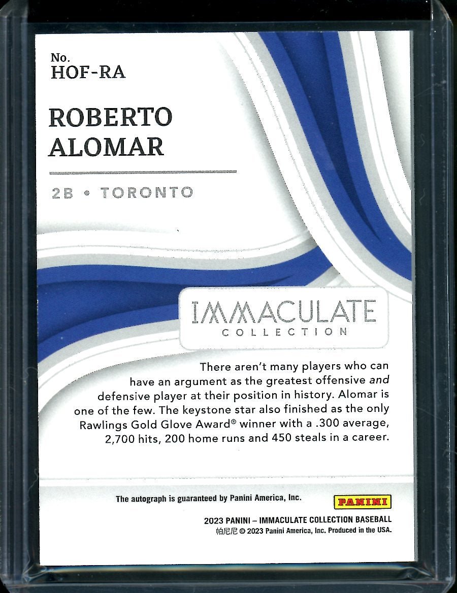 2023 Panini Immaculate Roberto Alomar Hall of Fame Inductee Auto /10 Blue Jays
