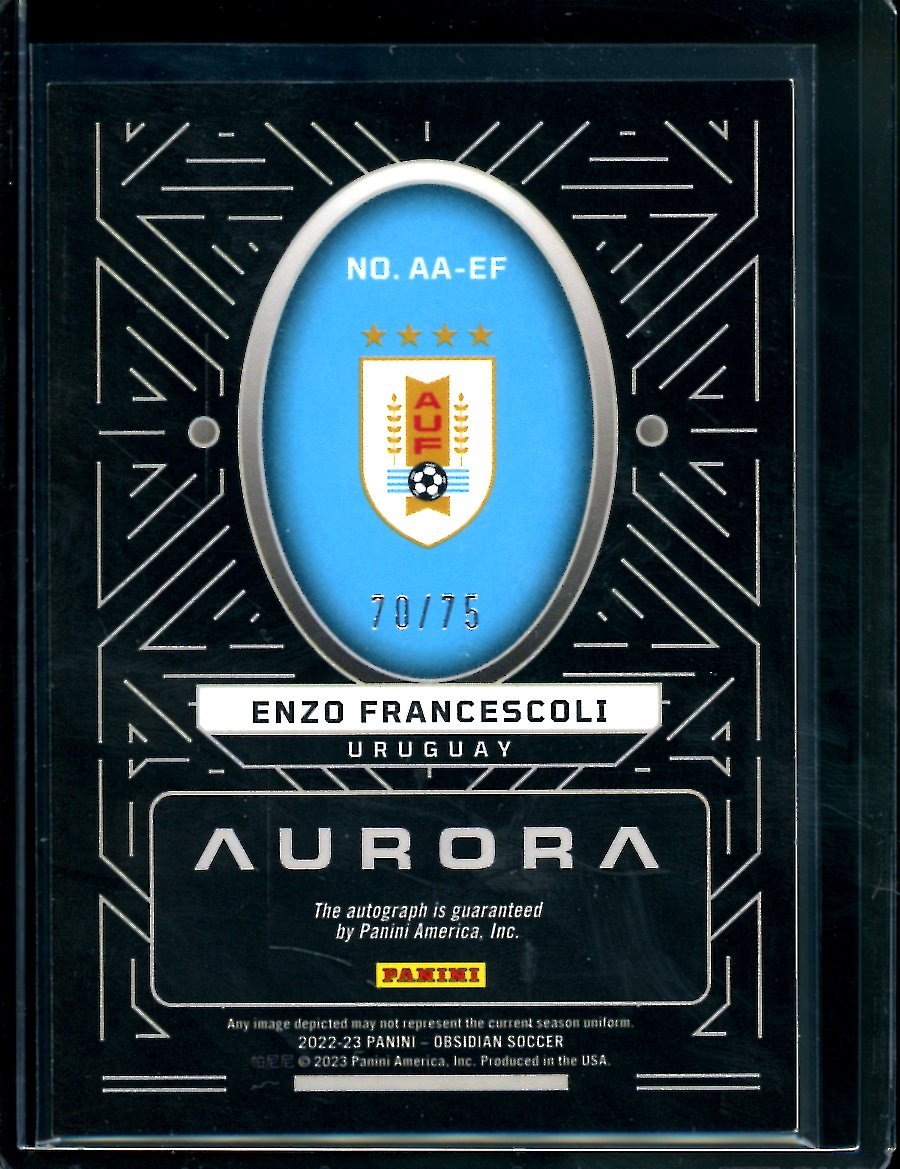 2022-23 Panini Obsidian Enzo Francescoli Aurora Auto /75 Uruguay