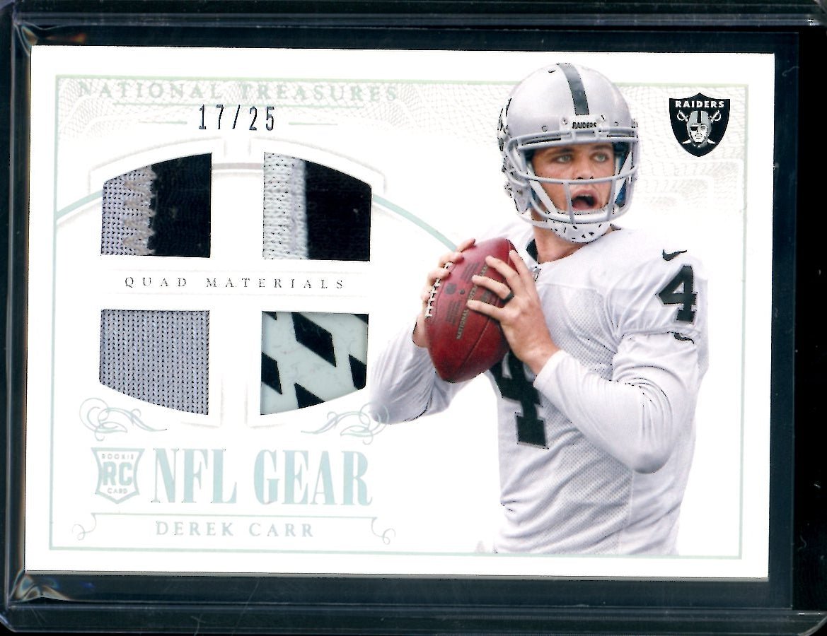 2014 Panini National Treasures Derek Carr Rookie Quad Patch /25 Raiders