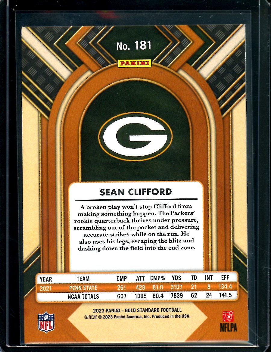 2023 Panini Gold Standard Sean Clifford Rookie Purple /24 Packers