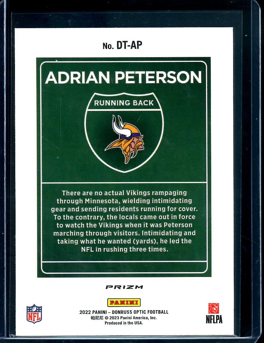 2022 Panini Optic Adrian Peterson Downtown SSP Vikings