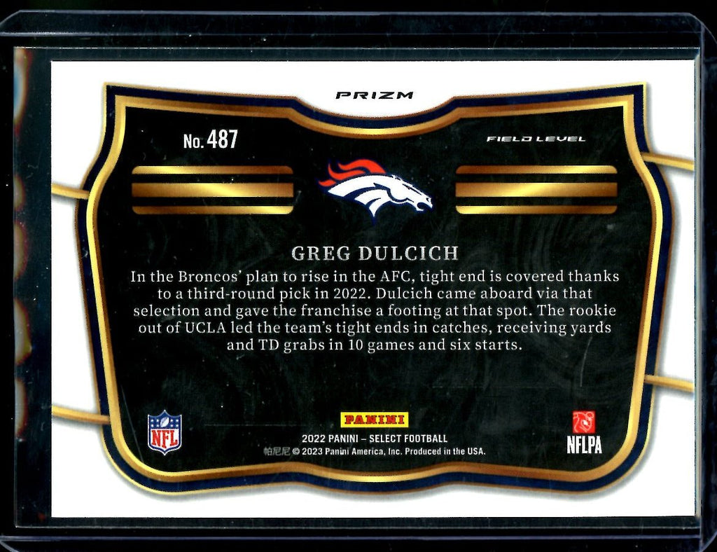 2022 Panini Select Greg Dulcich Rookie Field Level Cosmic Broncos