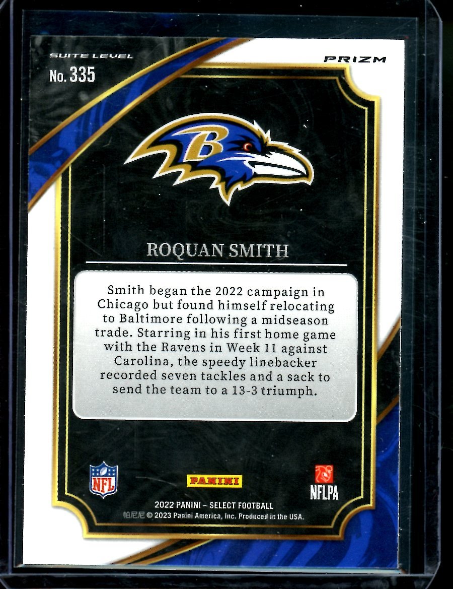 2022 Panini Select Roquan Smith Suite Level Cosmic Ravens