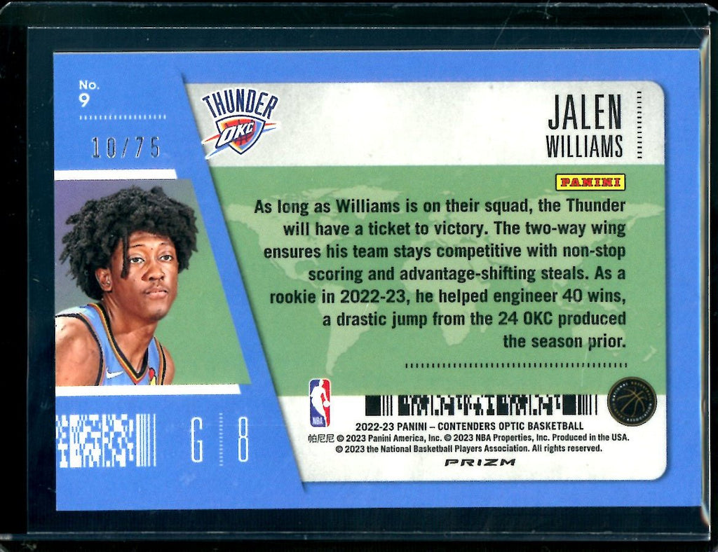 2022-23 Panini Contenders Optic Jalen Williams Rookie First Class /75 Thunder
