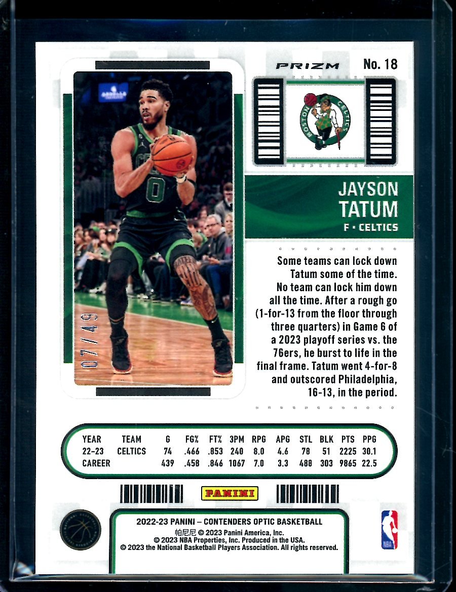 2022-23 Panini Contenders Optic Jayson Tatum Orange /49 Celtics