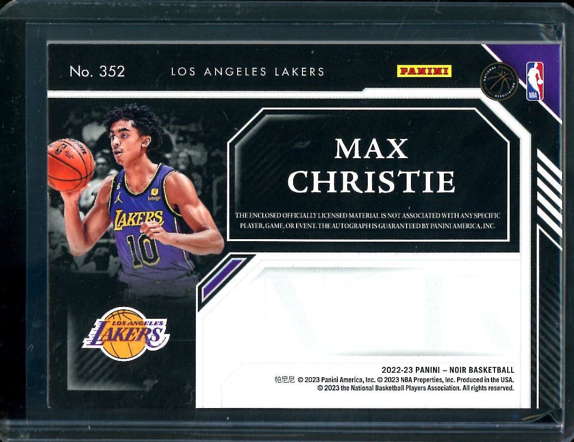 2022-23 Panini Noir Max Christie Rookie RPA /99 Lakers