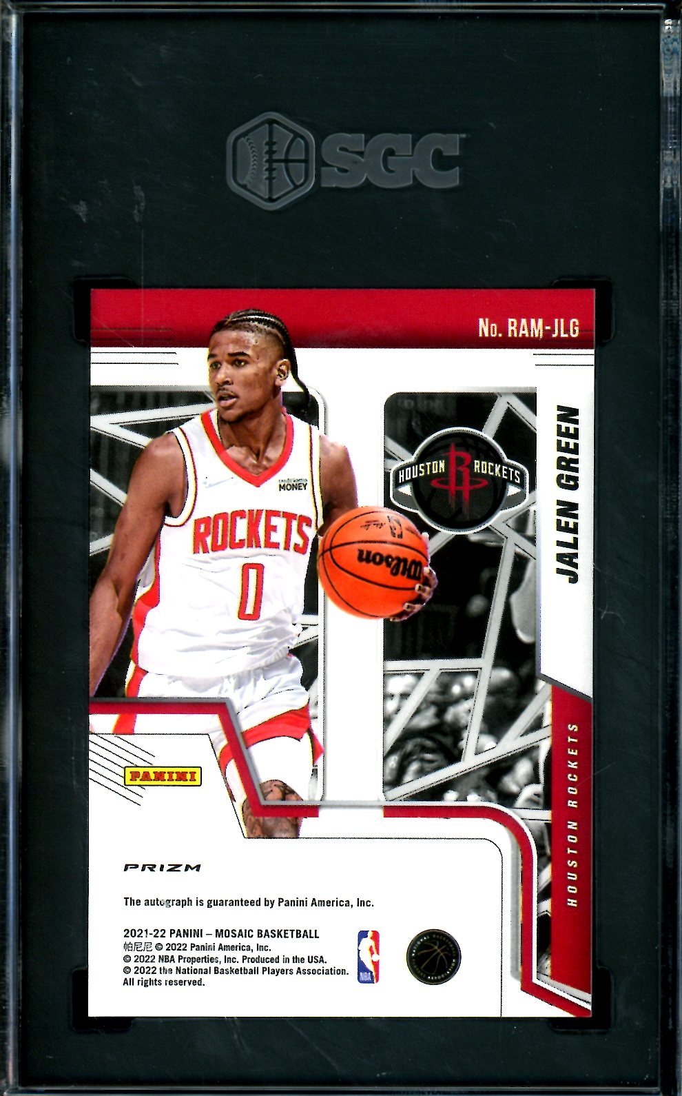 2021-22 Panini Mosaic Jalen Green Rookie Auto SGC 9.5 Rockets