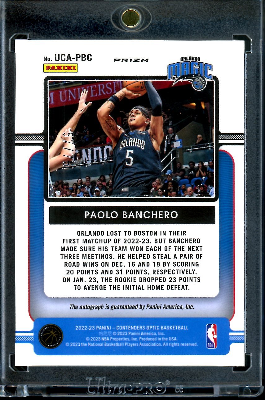 2022-23 Panini Contenders Optic Paolo Banchero Rookie Up & Coming Auto /75 Magic