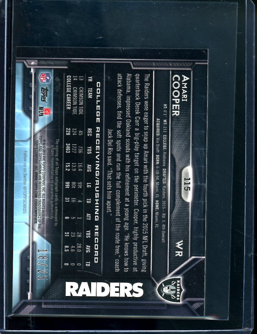2015 Topps Chrome Amari Cooper Rookie Mini Auto /25 Raiders