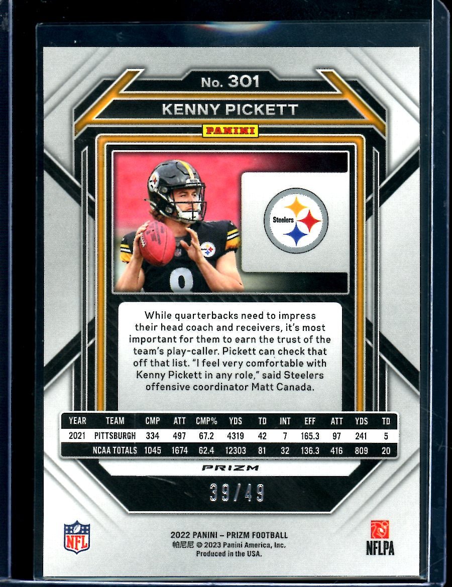 2022 Panini Prizm Kenny Pickett Rookie Purple Power /49 Steelers