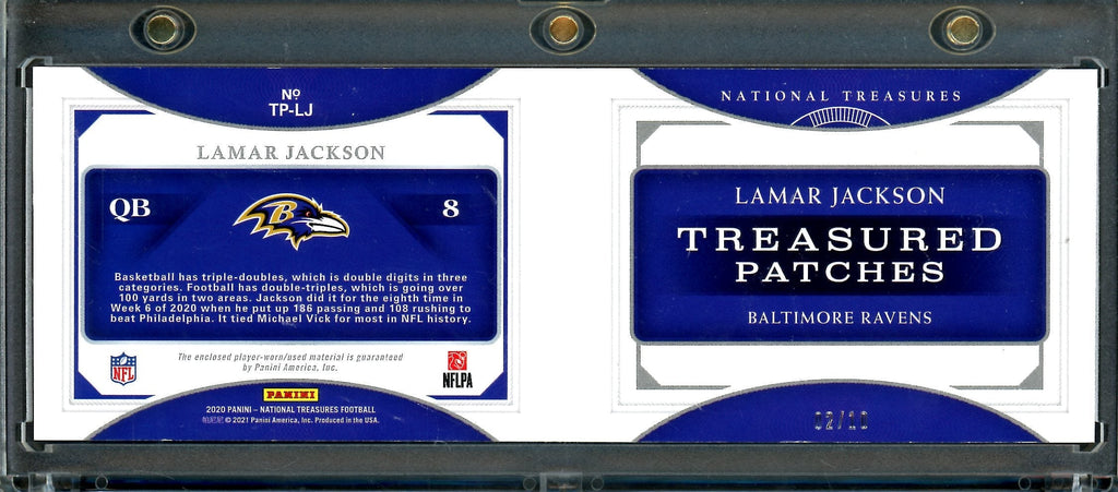 2020 Panini National Treasures Lamar Jackson Treasured Patches Booklet /10 Ravens